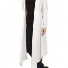 White cardigan top blouse midi long hippie bohemian MEDIUM
