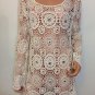Free People Anthropologie beige Crochet lace Top Blouse hippie bohemian MEDIUM