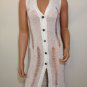 White Cut Out Button Down Blouse Top Sweater Knit  SMALL MEDIUM