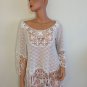 Free People Anthropologie White Crochet Lace BlouseTop bohemian hippie MEDIUM