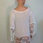 Free People Anthropologie White Crochet Lace BlouseTop bohemian hippie MEDIUM