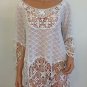 Free People Anthropologie White Crochet Lace BlouseTop bohemian hippie MEDIUM