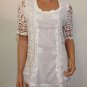 White Crochet Lace Blouse TUNIC Top hippie hobo gauze SMALL