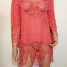 Anthropologie Peach Crochet lace Top Blouse tunic hippie boho bohemian MEDIUM