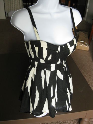 Black and white corset bustier top blouse EXTRA SMALL XS