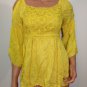 Yellow Crochet  lace Top blouse tunic Boho Hippie XS SMALL