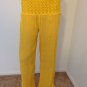 Yellow Crochet Pants hippie people Long Maxi Sheer beach peasant boho MEDIUM