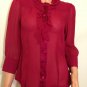 Banana Republic Magenta Pink ruffle Silk Long Sleeve career top Blouse SMALL