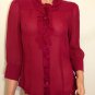 Banana Republic Magenta Pink ruffle Silk Long Sleeve career top Blouse SMALL