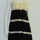 Beige black Crochet hippie boho bohemian embroidery spirit Dress MEDIUM
