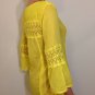 Yellow Crochet lace gauze Blouse Top Boho Hippie SMALL