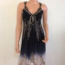 Karen Millen ombre silk beaded gatsby 20s style flapper scallop dress 4 SMALL