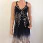 Karen Millen ombre silk beaded gatsby 20s style flapper scallop dress 4 SMALL