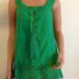 Green cotton crochet hippie boho top MEDIUM