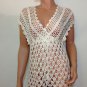 White crochet blouse top knit hippie boho gypsy SMALL
