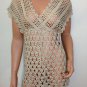 Beige crochet womens blouse top hippie boho hobo gypsy SMALL