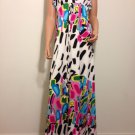 Strapless Floral Maxi Dress pop art mod MEDIUM