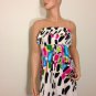 Strapless Floral Maxi Dress pop art mod MEDIUM