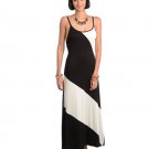 NEW Black and White spagetti strap dress maxi long geometric mod striped SMALL