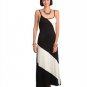 NEW Black and White spagetti strap dress maxi long geometric mod striped SMALL