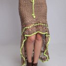 FREE PEOPLE Brown mocha anthropologie CROCHET SKIRT hippie boho mini maxi LARGE