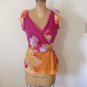 DVF Diane Von Furstenberg Floral Silk Wrap top Blouse Size 6 Medium