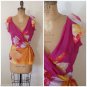 DVF Diane Von Furstenberg Floral Silk Wrap top Blouse Size 6 Medium