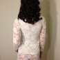 White Lace Top Pearl romantic top long sleeve SMALL