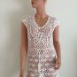 WHITE CROCHET DRESS sundress beach hippie boho hobo SMALL