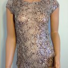 Top blouse shirt sequin retro beaded XS party cocktail extra small bead overlay