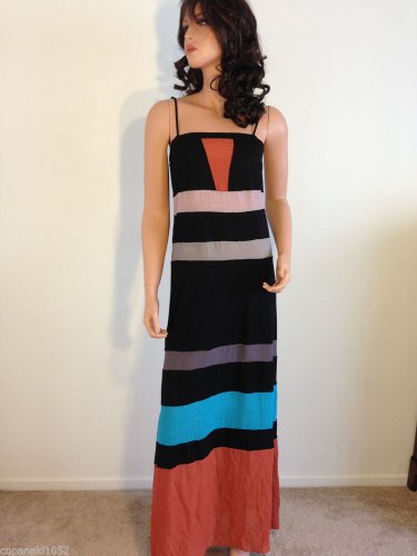 Anthropologie THML Strapless striped maxi vtg boho festival hippie Dress SMALL