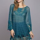 Free People Anthropologie Crochet  lace Top Blouse hippie bohemian SMALL
