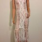 White 20s Gatsby inspired maxi Dress flapper tassel crochet fringe deco SMALL