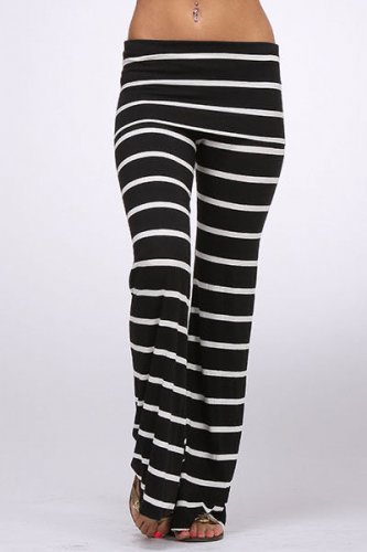 Blue white striped yoga pants athletic pilates MEDIUM