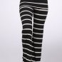 Blue white striped yoga pants athletic pilates MEDIUM