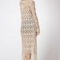 Free People beige crochet maxi fringe tassel dressy cardigan SMALL