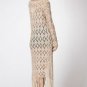 Free People beige crochet maxi fringe tassel dressy cardigan SMALL
