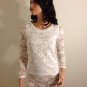 White Lace Top Pearl romantic tunic blouse  XS EXTRA SMALL