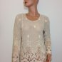 Beige crochet lace top blouse tunic hippie boho SMALL