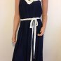 White blue crochet dress hippie boho bohemian maxi long  calf midi MEDIUM
