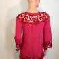 Red crochet lace tunic top blouse Bohemian MEDIUM