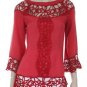 Red crochet lace tunic top blouse Bohemian MEDIUM