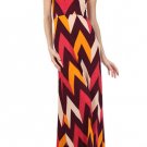 Chevron maxi strapless dress boho hippie SMALL