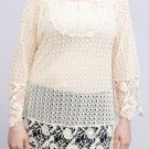 Ivory Crochet laceTop Blouse hippie bohemian MEDIUM