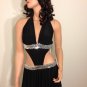 Black silver Sequin Cut out Monokini bikini One piece swimsuit MEDIUM