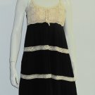 Ivory black Crochet lace hippie boho bohemian Dress MEDIUM