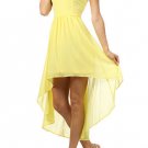 YELLOW high low mini maxi Hippie Boho Cocktail dress LARGE