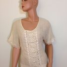 Beige Crochet Lace Blouse Shirt  free spirit Top hippie people Bohemian SMALL