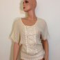Beige Crochet Lace Blouse Shirt  free spirit Top hippie people Bohemian SMALL