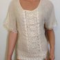 Beige Crochet Lace Blouse Shirt  free spirit Top hippie people Bohemian SMALL